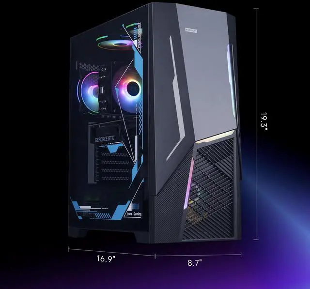 Alt view image 4 of 7 - IPASON Gaming PC Desktop Intel Core I7 12700F 2.1 GHz, NVIDIA RTX 3060 , 1TB SSD, 16GB DDR4 RAM 3200, 650W PSU, Windows 11 Home