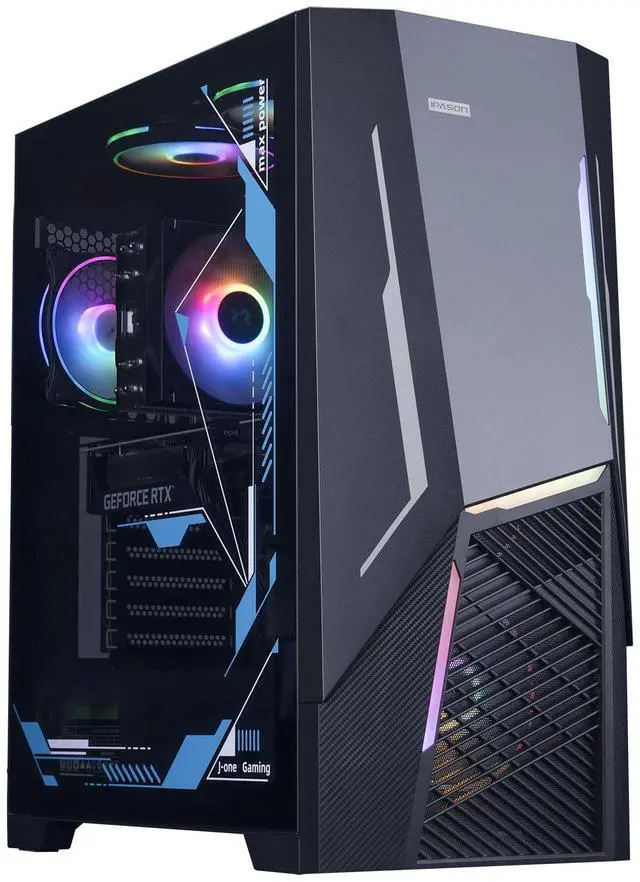 Main image of IPASON Gaming PC Desktop Intel Core I7 12700F 2.1 GHz, NVIDIA RTX 3060 , 1TB SSD, 16GB DDR4 RAM 3200, 650W PSU, Windows 11 Home