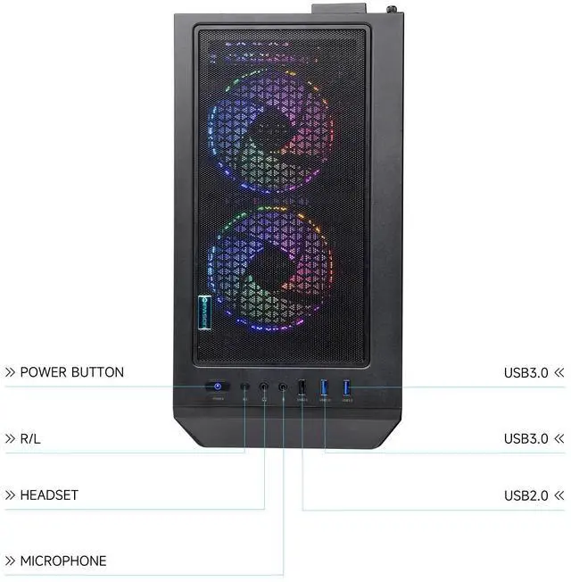 Alt view image 4 of 4 - IPASON - Gaming desktop - AMD Ryzen 5 5600(6 core 3.5GHz) for free - Radeon RX 7600 8GB GDDR6 Graphics-16GB DDR4 3200MHz - 1TB M.2 NVMe - 650W PSU - Windows 11 home - Gaming PC