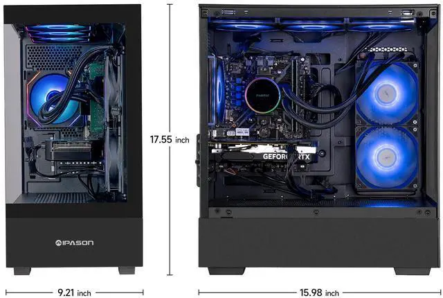 Alt view image 5 of 6 - IPASON - Gaming Desktop - Ryzen5 5700X (8 Core up to 4.6GHz 7nm) - Nvidia RTX4060 8GB - 1TB SSD NVMe - 32GB(16GB*2) 3200MHz - B550M Motherboard - Windows 11 home - RGB Fans - Gaming PC
