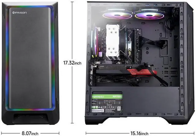 Alt view image 4 of 5 - IPASON - Gaming desktop -AMD Ryzen5 5500 - RX6650XT 8G - 16GB DDR4 3200MHz - 1T M.2 NVMe - 550W PSU - Windows 11 home - Gaming PC