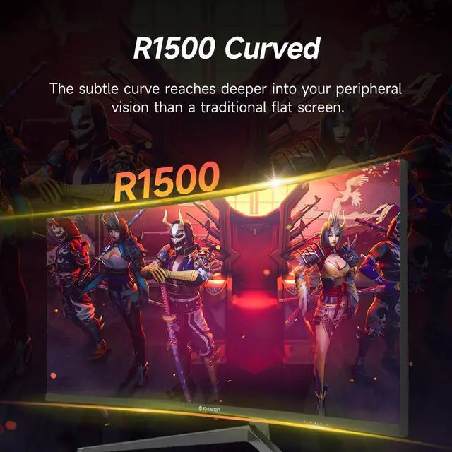 Alt view image 3 of 7 - IPASON E342BW-J 34-inch Adjustable&Wall-mounted Gaming Monitor FreeSync Premium, 1MS(MRPT),3440*1440(Ultra-WQHD)Resolution sRGB :99%, 165Hz Refresh Rate,R1500, FreeSync Supported,HDMI,DP1.4