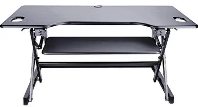Alt view image 3 of 13 - Lorell Desk Riser Adjustable 45 lb Cap 46"x24"x20" Black 82013