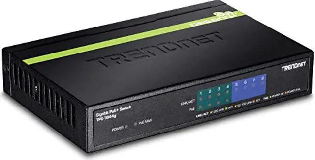 Alt view image 3 of 4 - TRENDnet 8-Port Gigabit GREENnet PoE+ Switch, 4 x Gigabit PoE/PoE+ Ports (Up to 30 Watts/Port), 4 x Gigabit Ports, 61 Watt Total Power Budget, 16 Gbps Switching Capacity, TPE-TG44G