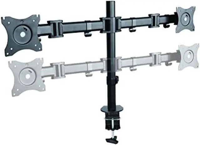 Alt view image 2 of 5 - rocelco premium desk computer monitor mount - vesa pattern fits 13" - 27" led lcd dual flat screen - double articulated full mo