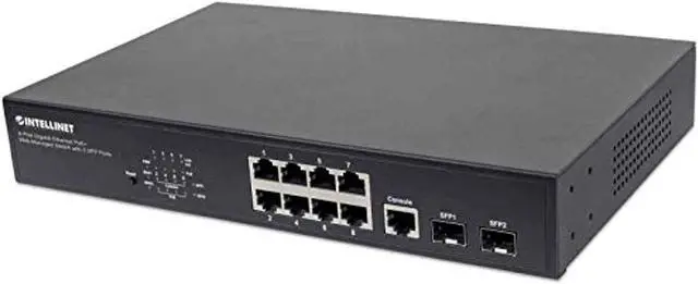 Alt view image 10 of 10 - Intellinet Network Solutions 8-Port Gigabit Ethernet PoE+ Web-Managed Switch with 2 SFP Ports (561167)