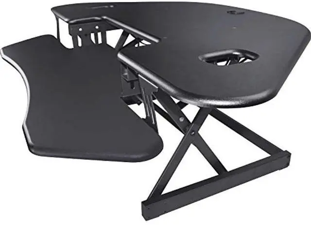 Alt view image 2 of 10 - Lorell Corner Desk Riser Adjustable 45-3/5"Wx31"Lx18-1/10"H BK 82014