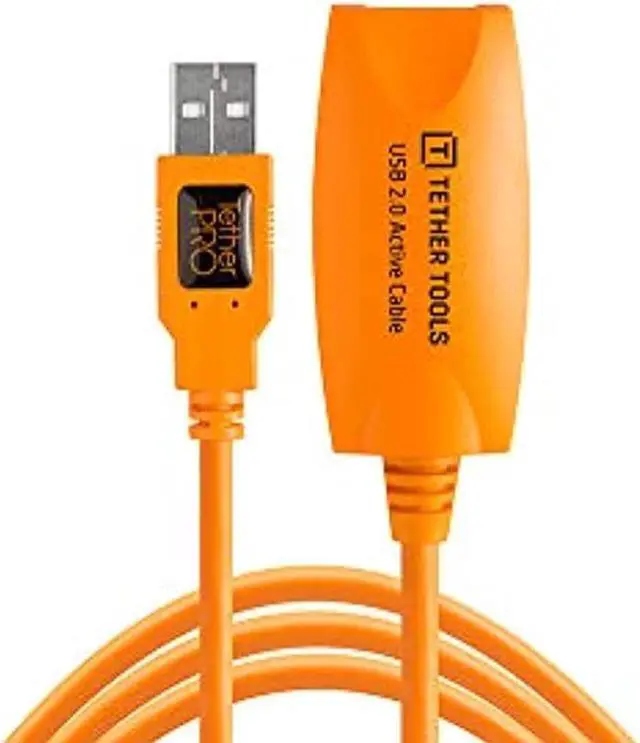 Alt view image 9 of 13 - Tether Tools TetherPro 16' USB 2.0 Active Extension Cable, Orange #CU1917