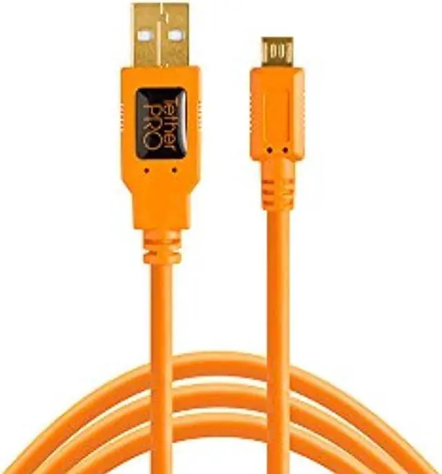 Alt view image 15 of 17 - Tether Tools Tether Tools TetherPro USB 2.0 to Micro-B 5-Pin   Cable, 15' (4.6m), High-Visibility Orange
