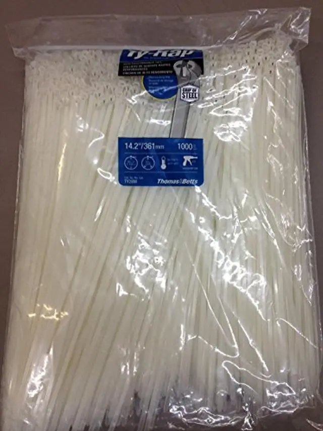 Alt view image 2 of 2 - Thomas & Betts - TY28M-PACKOF1000 - 14.20L x 0.18W Standard Indoor Cable Tie, Natural; Tensile Strength: 50 lb.