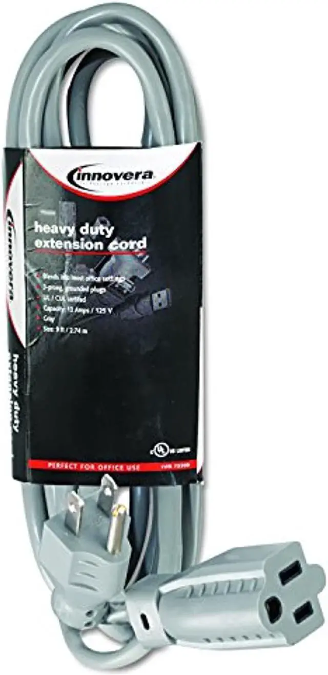 Alt view image 7 of 19 - Innovera Indoor Heavy-Duty Extension Cord, 9ft, Gray 72209