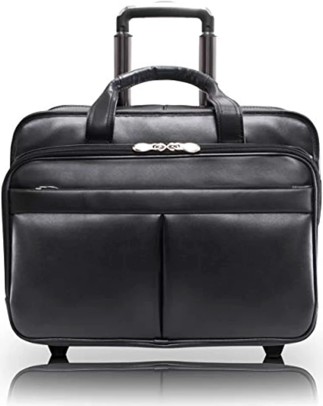 Alt view image 5 of 6 - McKlein USA Leather Wheeled Non-Detachable Laptop Briefcase