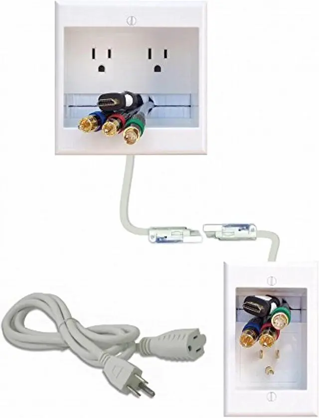 Alt view image 12 of 12 - PowerBridge TWO-CK Dual Outlet Recessed In-Wall Cable Management System with PowerConnect for Wall-Mounted Flat Screen LED, LCD, and Plasma TVs