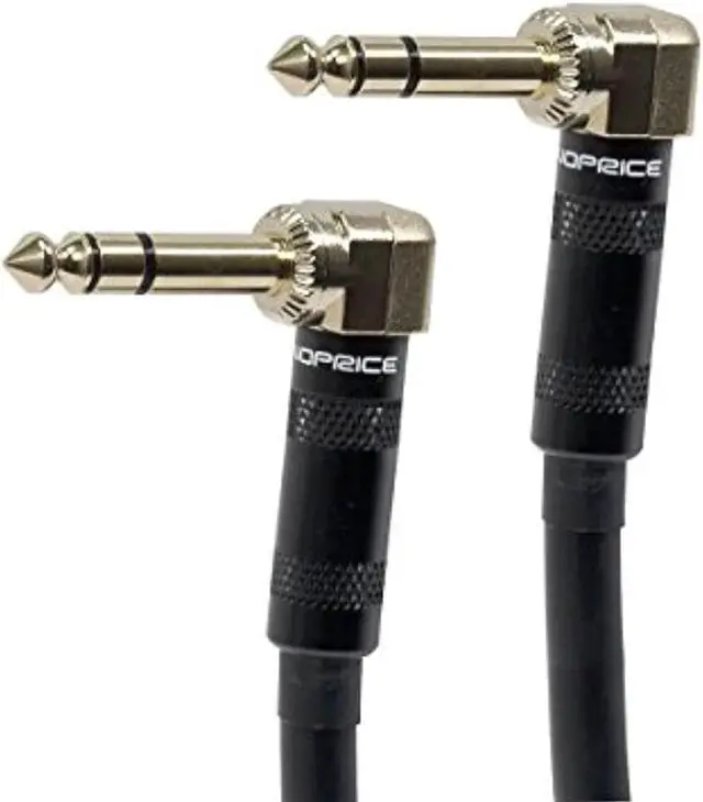 Alt view image 4 of 10 - Monoprice Premier Series 1/4 Inch (TRS) Guitar Pedal Patch Cable Cord - 8 Inch - Black With Right Angle Connectors