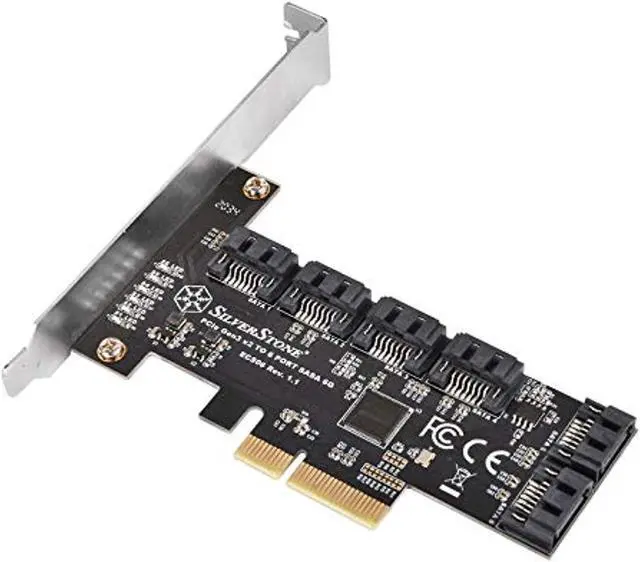Main image of silverstone technology ecs06 6 port sata gen3 (6gbps) non-raid pci express gen3 x2 card