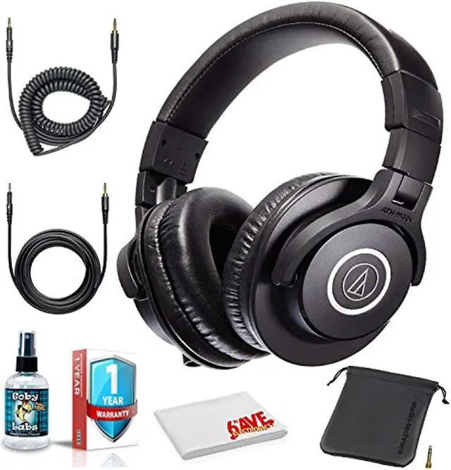 Alt view image 5 of 5 - Audio-Technica ATH-M40x Over-Ear Professional Studio Monitor Headphones with 6ave Cleaning Kit, Carrying Case and 1-Year