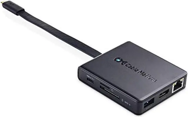 Alt view image 8 of 8 - Cable Matters USB C Hub with 4K HDMI, 80W Charging, UHS-II Card Reader, 4X USB, and Gigabit Ethernet - USB-C and Thunderbolt 3 Port Compatible for Suface Pro 7, MacBook Pro, Dell XPS and More
