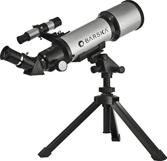 Main image of BARSKA Starwatcher 400x70mm Refractor Telescope w/ Tabletop Tripod & carry case