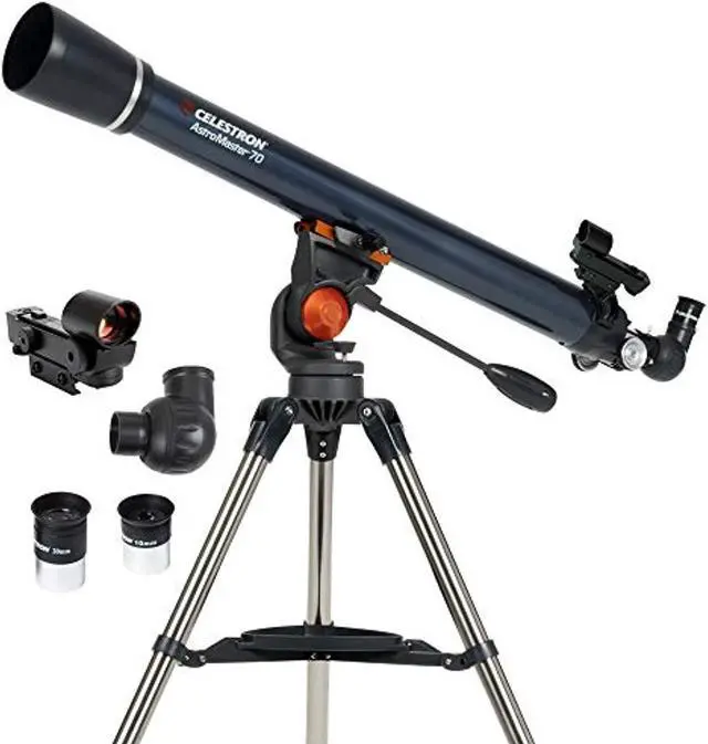Alt view image 2 of 2 - celestron - astromaster 70az telescope - refractor telescope - fully coated glass optics - adjustable height tripod - bonus ast