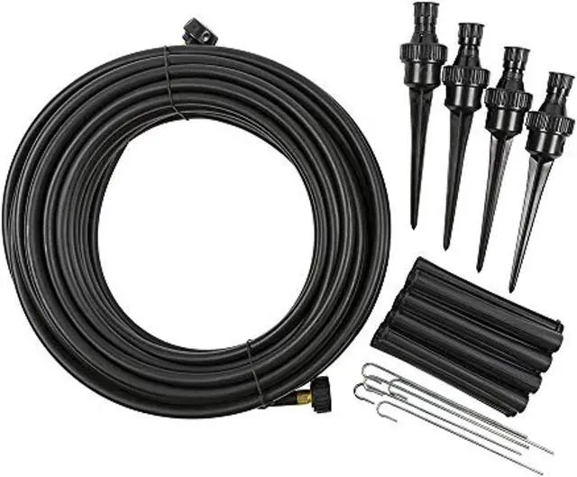 Alt view image 4 of 5 - Nelson 50180 Simple Soaker Flower Watering Sprinkler with 50-Foot Tubing, Five Nozzles with Plastic Spikes, Risers, End