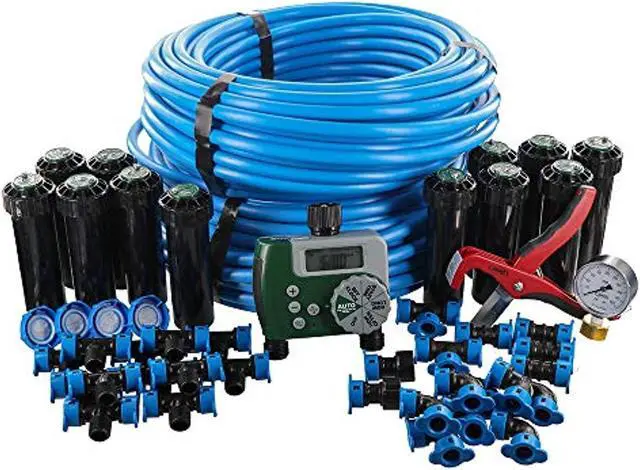 Alt view image 2 of 2 - orbit 50021 inground blulock tubing system and digital hose faucet timer, 2zone sprinkler kit, blue, black