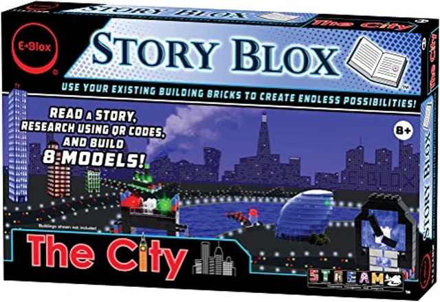 Main image of e-blox stories blox builder - the city led light-up building blocks stories toy set for kids ages 8+
