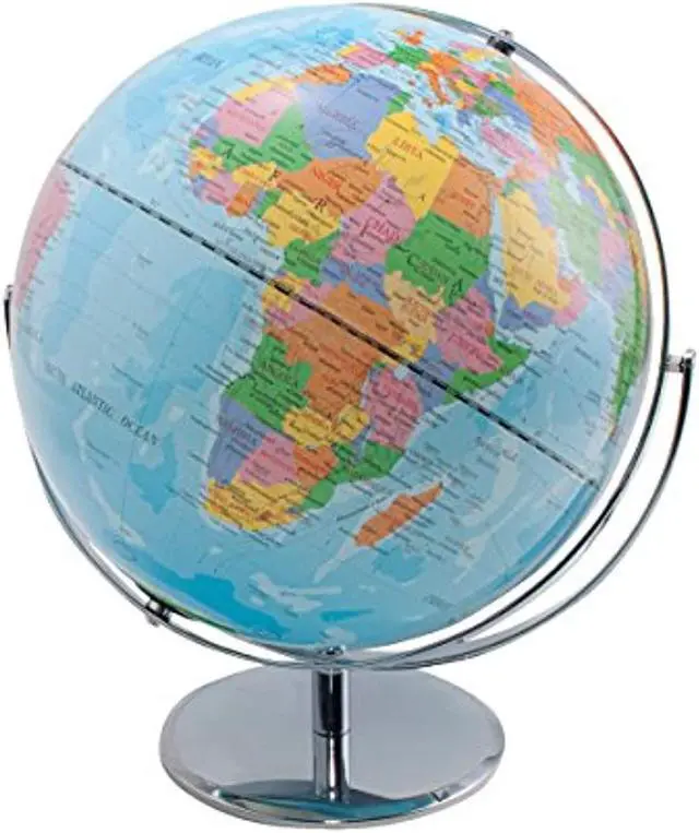 Alt view image 3 of 11 - Advantus 12-Inch Globe with Blue Oceans Silver-Toned Metal Desktop Base Full-Meridian 30502