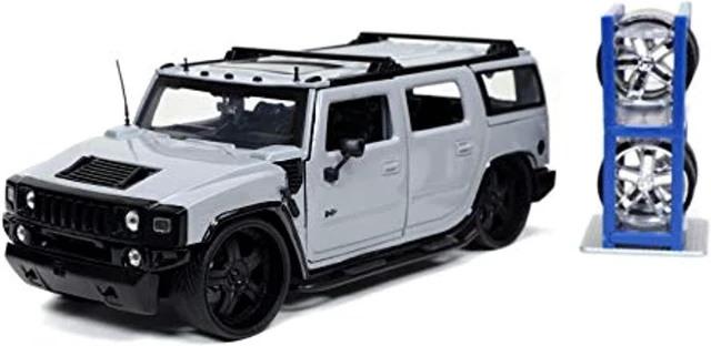 Main image of jada toys just trucks 1:24 2003 hummer h2 with rack die-cast car grey, toys for kids and adults, 32310