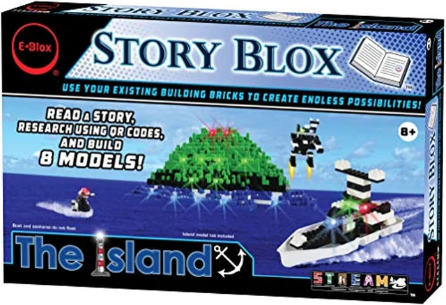 Main image of e-blox stories blox builder - the island led light-up building blocks stories toy set for kids ages 8+