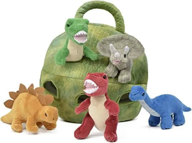 Alt view image 2 of 5 - Plush Dinosaur House with Dinosaurs - Five (5) Stuffed Animal Dinosaur in Play Dinosaur Carrying Case