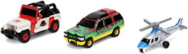 Main image of jada toys jurassic world 1.65"" nano 3-pack die-cast cars wave 1, toys for kids and adults (31955)