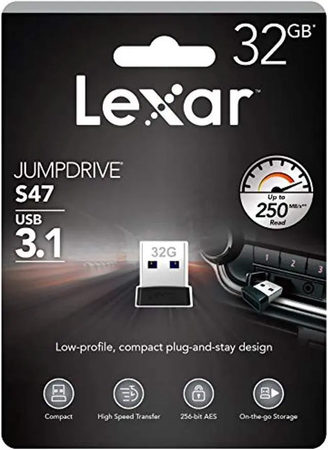 Alt view image 2 of 9 - Lexar LJDS47-32GABBK MAF 32GB USB 3.1 Flash Drive r250MB/s Lexar JumpDrive S47 Low Profile Black/Silver