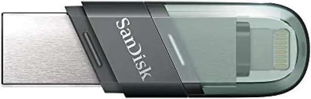 Alt view image 9 of 16 - SanDisk SDIX90N-128G-GN6NE MAH 128GB USB 3.1 Lightning iXpand Flash Drive Flip Silver/Blue