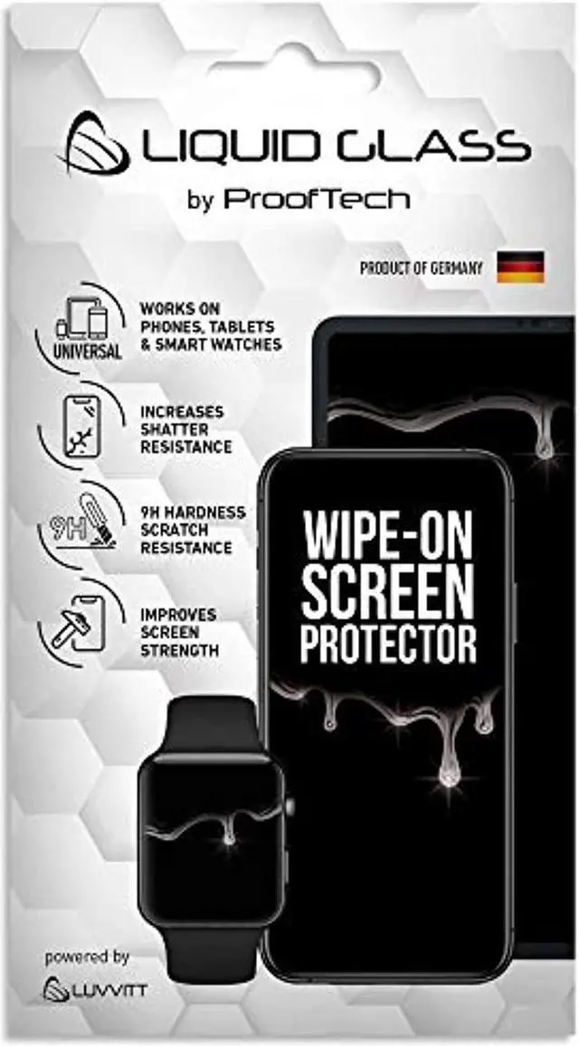 Main image of luvvitt liquid glass screen protector for all phones tablets watches apple samsung lg iphone ipad galaxy s20 s10 s9 note 10 11 plus ultra pro max nano hi-tech protection