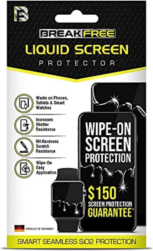 Main image of break free liquid glass screen protector with $150 coverage | wipe on scratch and shatter resistant nano protection for all phones tablets and smart watches - universal fit