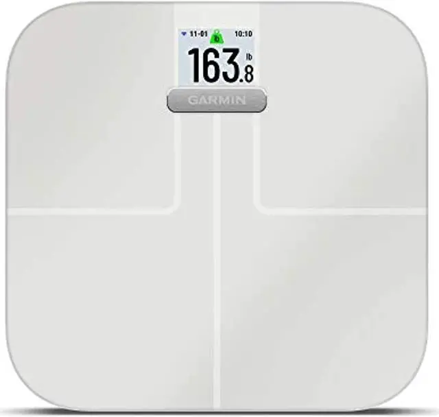 Main image of garmin index s2, smart scale with wireless connectivity, measure body fat, muscle, bone mass, body water% and more, white (010-02294-03)