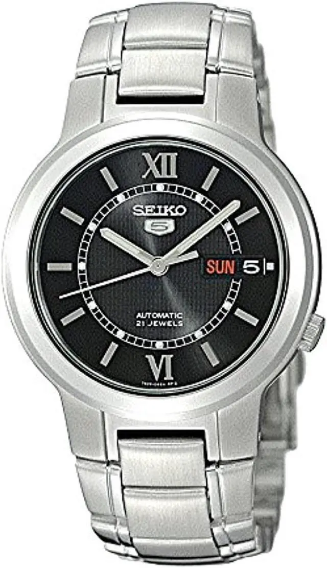 Main image of seiko men's quartz watch with stainless-steel strap, silver, 22 (model: snka23k1s)