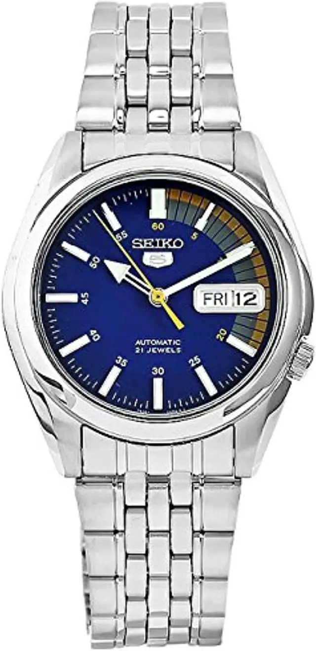 Main image of seiko 5 automatic blue dial silver stainless steel men's watch snk371k1