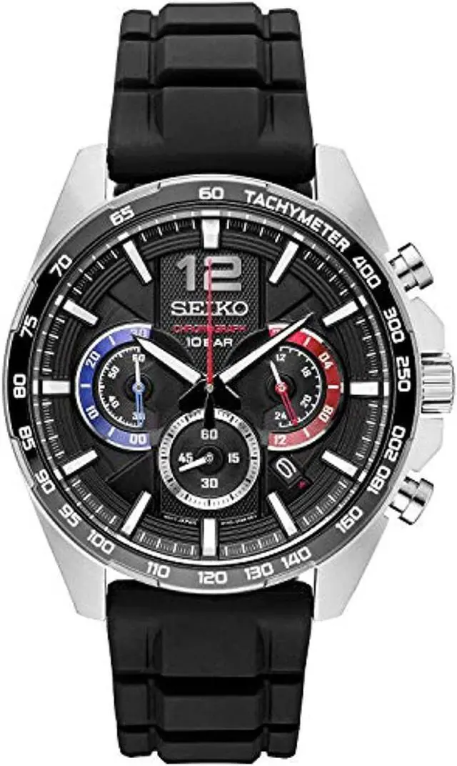 Alt view image 6 of 8 - Seiko SSB347 Black Dial Men's Chronograph Black Rubber Quartz Watch