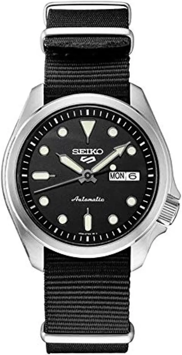 Alt view image 2 of 3 - Seiko SRPE67 5 Sports 24-Jewel Stainless Steel Watch with Black Nylon Strap