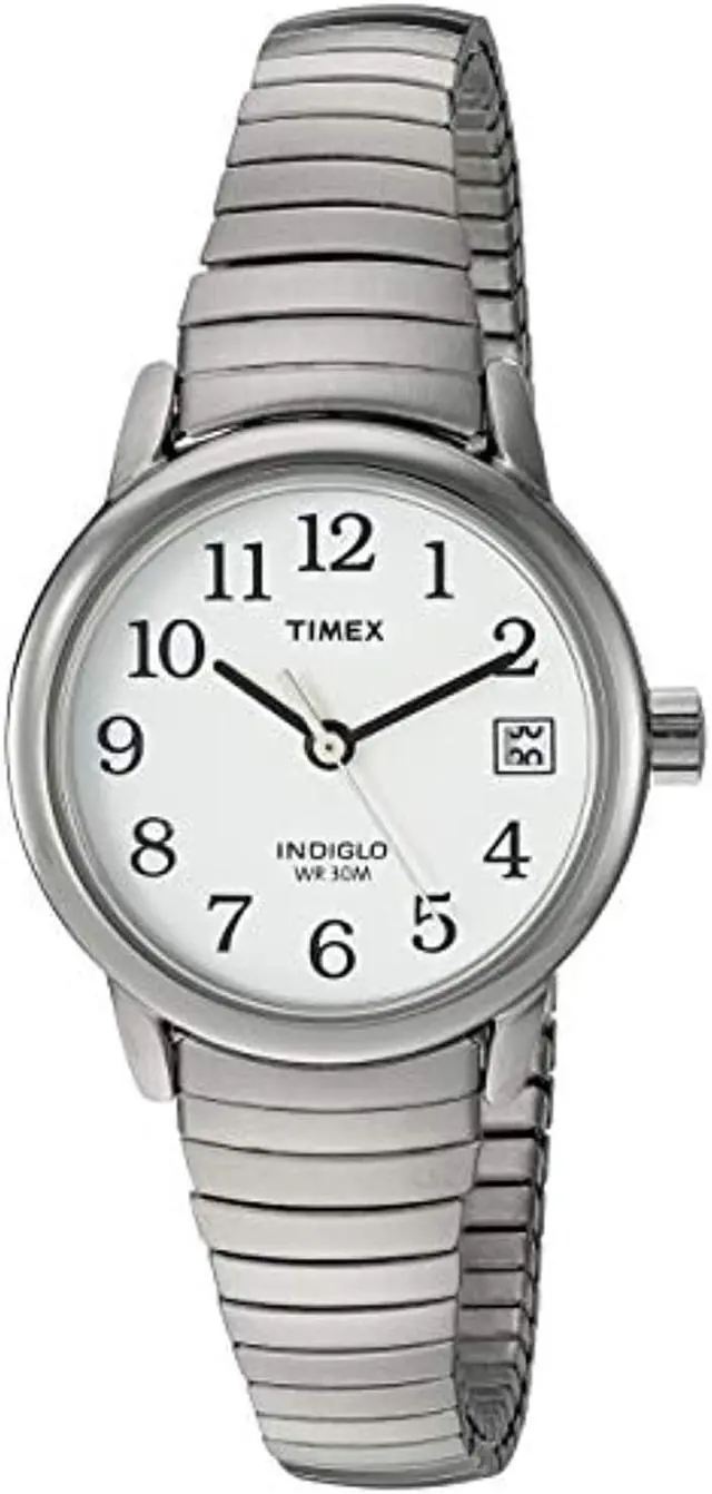 Alt view image 6 of 6 - Timex Women's | Silver-Tone Case & Band Date Indiglo White Dial | Watch T2H371
