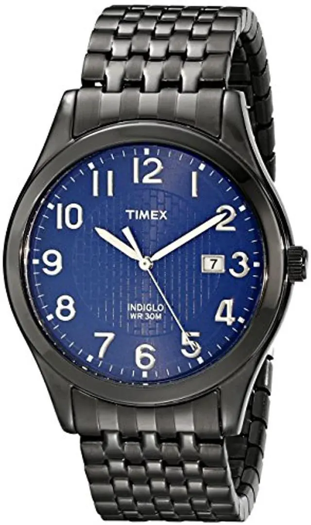 Alt view image 6 of 9 - Timex Men's Elevated Classic Blue Textured Dial Date Indiglo Dress Watch T2P203