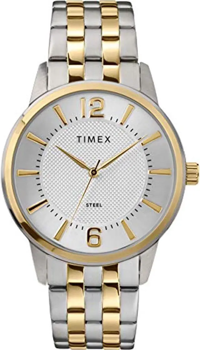 Main image of timex men's dress analog 40mm stainless steel bracelet watch, two-tone