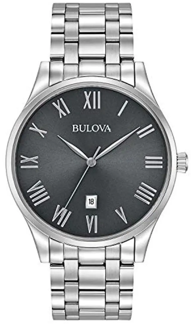 Alt view image 11 of 15 - Bulova Mens Charcoal Dial Stainless Steel Dress Quartz Watch 96B261