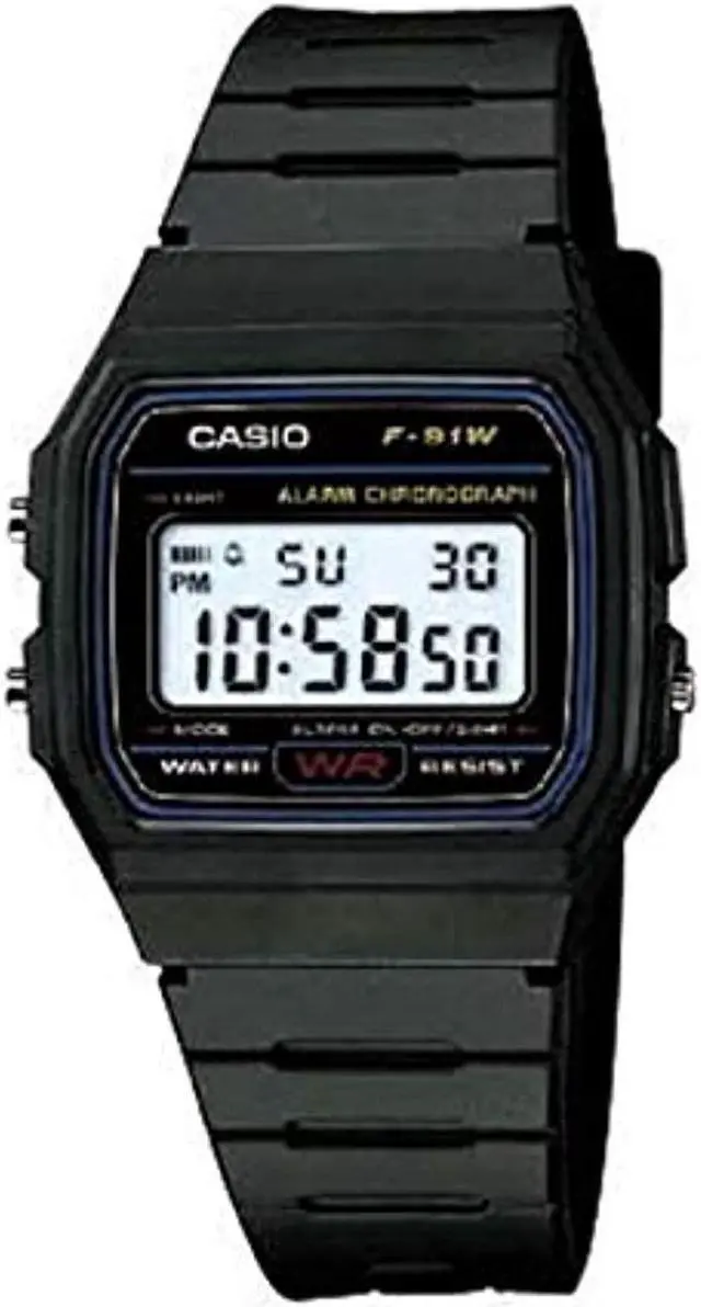 Alt view image 9 of 11 - Men's Casio Classic Black Digital Watch F91W-1 F91W-1D
