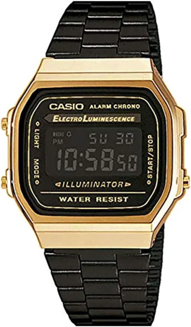 Alt view image 2 of 7 - Casio Vintage A168WEGB Digital Metal Gold/Black Watch A168WEGB-1B
