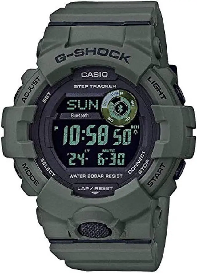 Alt view image 5 of 8 - Casio GBD800UC3 G-Shock Power Trainer Resin Army Green Mens Watch