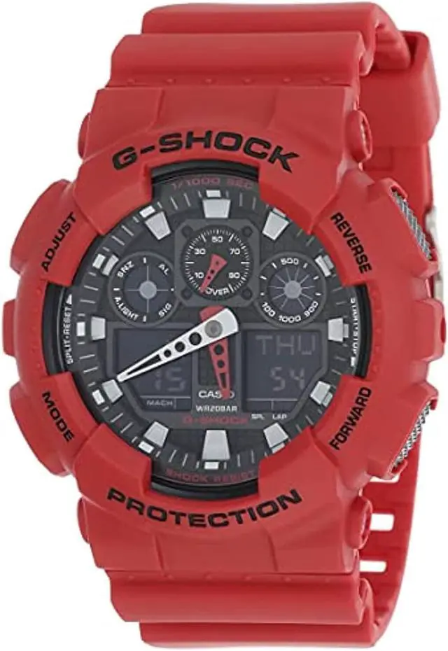 Alt view image 11 of 18 - Casio Mens XL G-Shock - Ana-Digi - Red Design - Black Negative Digital Display