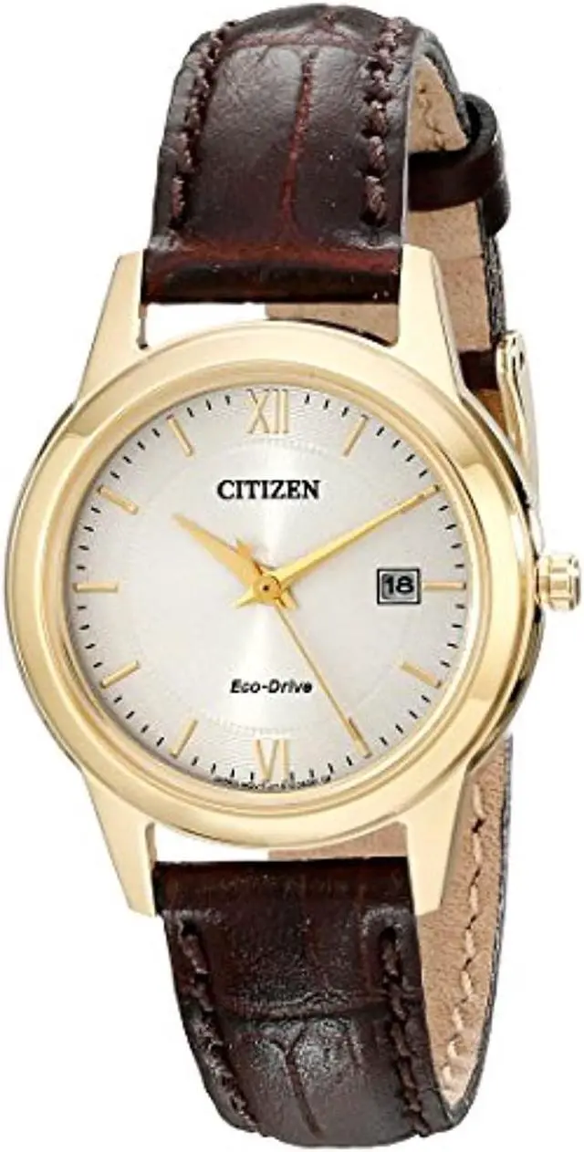 Alt view image 5 of 8 - Women's Citizen Eco-Drive Brown Leather Strap Watch FE1082-05A