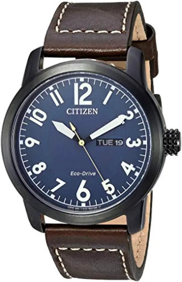 Alt view image 5 of 10 - Men's Citizen Chandler Dark Brown Leather Band Watch BM8478-01L